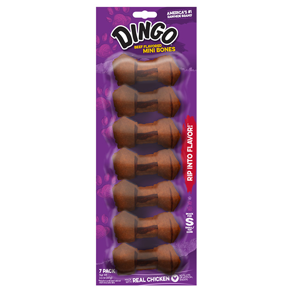 Beef Flavored Rawhide Mini Bones Dingo